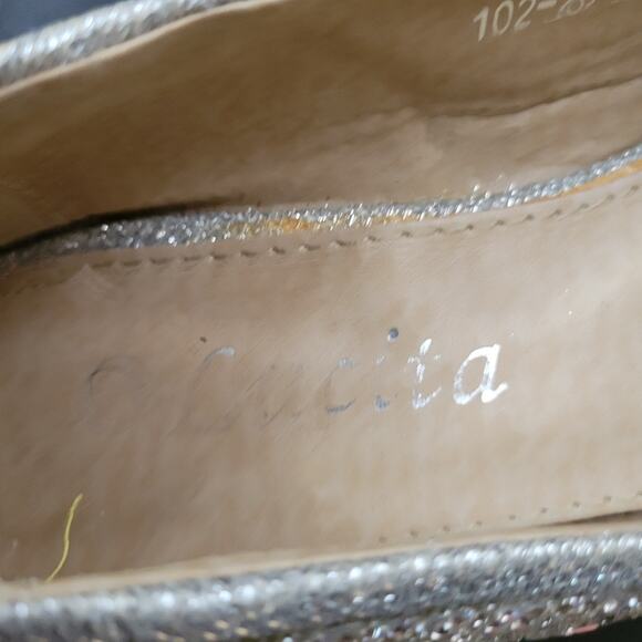 Lucita Silver Embellished Open Toe Heels - Size 5.5 - Picture 10 of 10